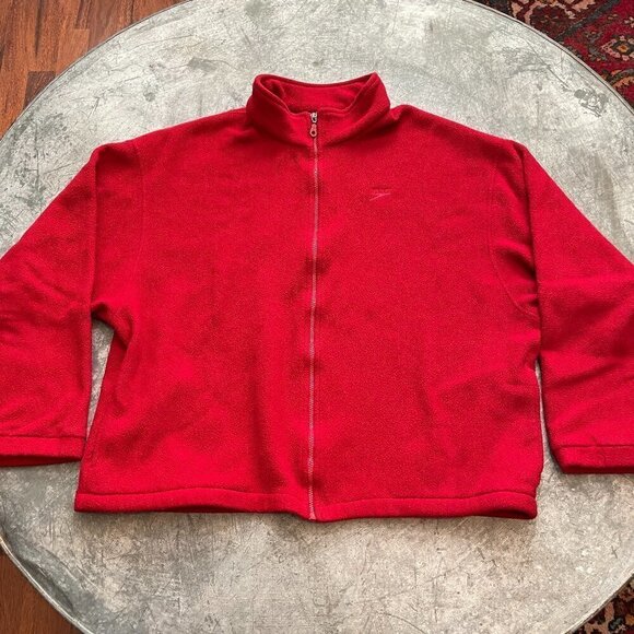 Vintage Speedo 80s 90s Fleece Embroidered Logo Red Full Zip Sweatshirt Jacket - Picture 2 of 12